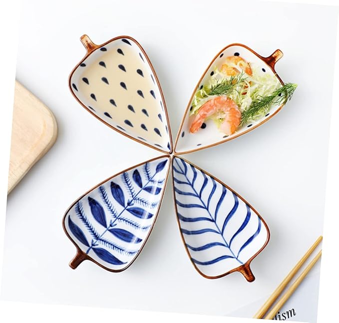 Cabilock 3pcs Food Serving Plate Sauce Dipping Dishes Seasoning Dish Snack Food Plates Random Style