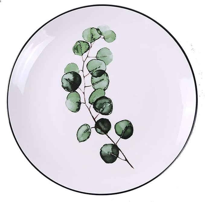 SHINING 8” Green Vegetable Ceramic Plate Creative Fruit Plate Household Steak Plate Plate Set of Ceramic Tableware (Plate D)