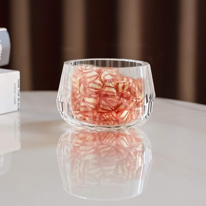Crystal Candy Dish Tiny Hand-Cut Small Decorative Bowl W3.5 x H2.4 for Home Decor, Centerpieces