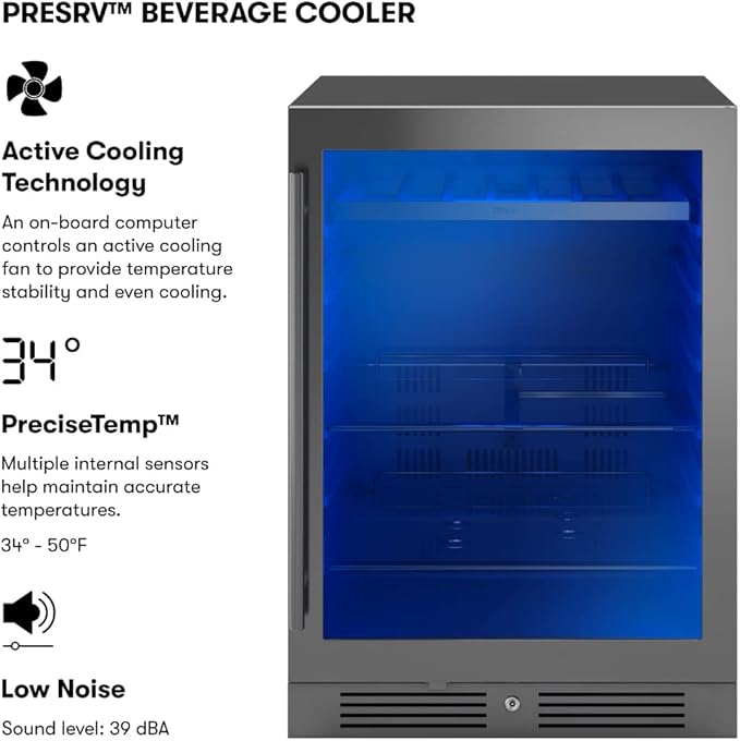 Zephyr 24" Wine Fridge & Beverage Refrigerator Single Zone Under Counter - Mini Wine Cooler Cellars Small Beer Cabinet Drink Chiller Freestanding with French Glass Door Black, 7 Bottles, 112 Cans