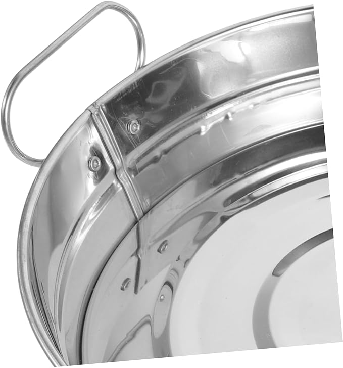 IMIKEYA Snack Serving Tray Handles Round Stainless Steel Plate Dish Buffet Decor