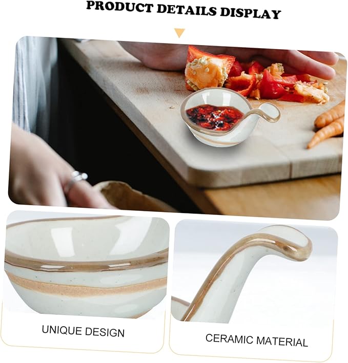 Cabilock 2pcs Elegant Kitchen Seasoning Plate Ceramic Caviar Spoon Bowl Easy to Clean