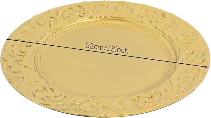 Gold Plastic Charger Plates Set of 150, 13” Reusable Party Chargers for Dinner Plates, Elegant Round Service Plate Chargers Bulk Decorative for Wedding, Catering Table Decor