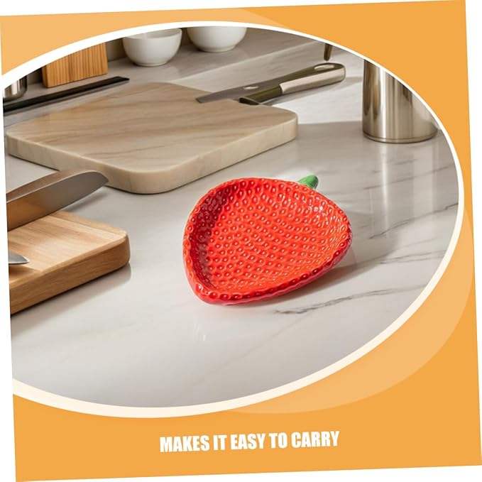 Alipis Strawberry Design Ceramic Appetizer Plate Elegant Dessert and Snack Dish for Dipping Sauces for Home Gatherings Outdoor Picnics and Restaurant Decor