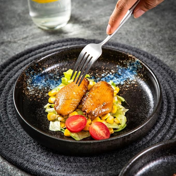 Appetizer Plates Ceramic Plate Household Dish Round Plate Retro Style Restaurant Tableware Dessert Plate Cheap Plates