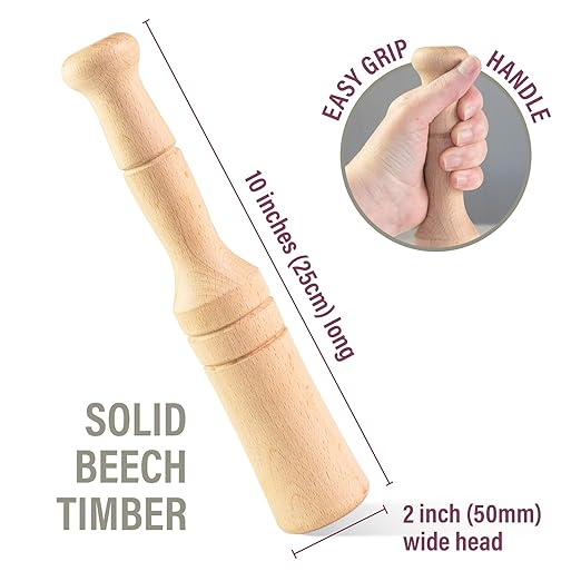 Sauerkraut Pounder - Solid Wooden Tamper for Sauerkraut Kimchi and Meat Tenderizing