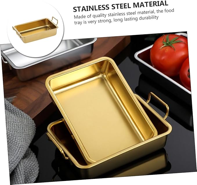 PRETYZOOM Stainless Steel Refreshments Tray Silver Tray Handles Easy to Use Safe