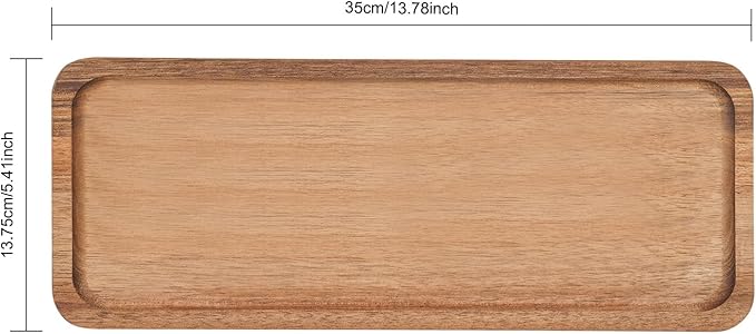 20-Pack Acacia Wood Serving Trays - 13.8"x5.4"x0.6" Appetizer Platters for Restaurants, Catering & Home Entertaining | Natural Wood Grain Rectangular Snack Boards