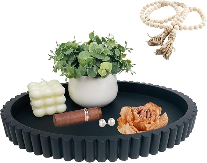 Oval Tray for Coffee Table Décor 13" Concrete Modern Decorative Trays Home Décor Accents -Coffee Table Centerpieces -Island Decor Contemporary Tray
