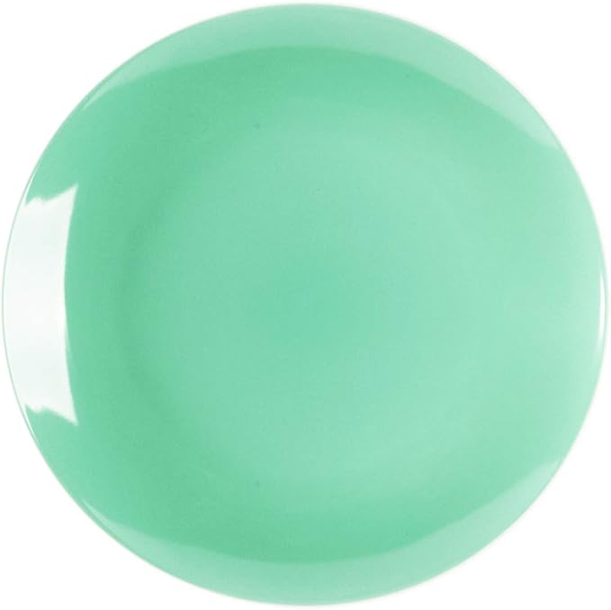Stoneware Coupe Shape 18pc Dinnerware Set, Outside White + Inside Teal