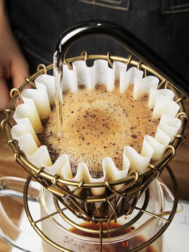 Collapsible Outdoor Pour Over Coffee Dripper,Portable Stainless Steel Reusable Coffee Dripper for Hiking, Camping, Home, Office，Traveling,Suit for Cake Filter and V60 Fiter
