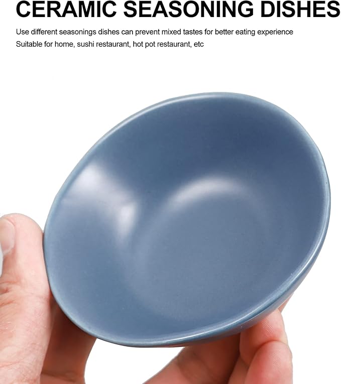 MARURY 4pcs Ceramic Sauce Dishes Dip Bowls Round Seasoning Dishes Sushi Dipping Bowl Saucers Bowl Appetizer Plates Seasoning Dish Saucer Plates Blue (Color : Blue)