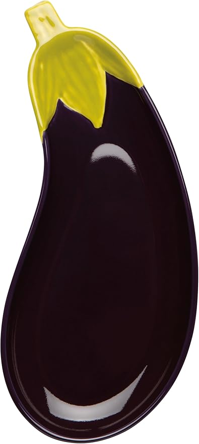 Now Designs Eggplant Collection Stoneware Dish, Eggplant Shaped, W4.5 x L10.25in, Dishwasher & Microwave Safe
