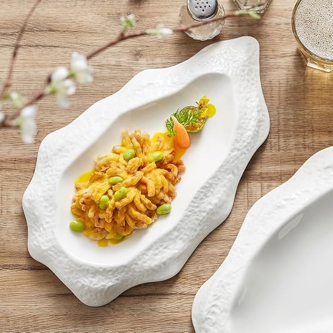 Appetizer Plates Hotel Creative Ceramic White Oyster Plate Commercial Restaurant Dessert Plate Home Cheap Plates(A)