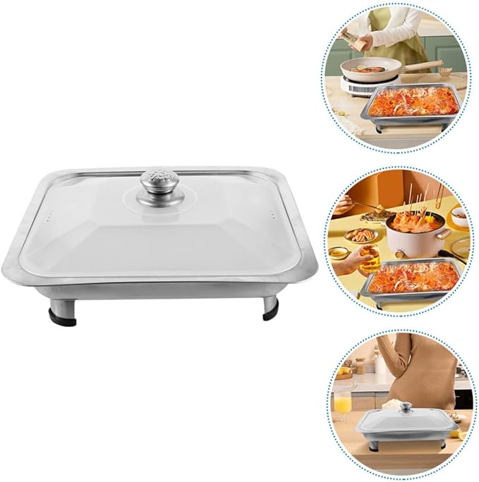 Alipis 430g Versatile Stainless Steel Serving Tray Legs Lunch Tray for Buffet Foods Holder