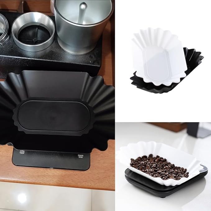 2 Pack Coffee Scale Weight Boats Coffee Bean Weighing Tray Roast Whole Beans Pans Weighing Dishes for Food Kitchen Scale Rechargeable Espresso Scales Espresso Machine Cold Brew Maker
