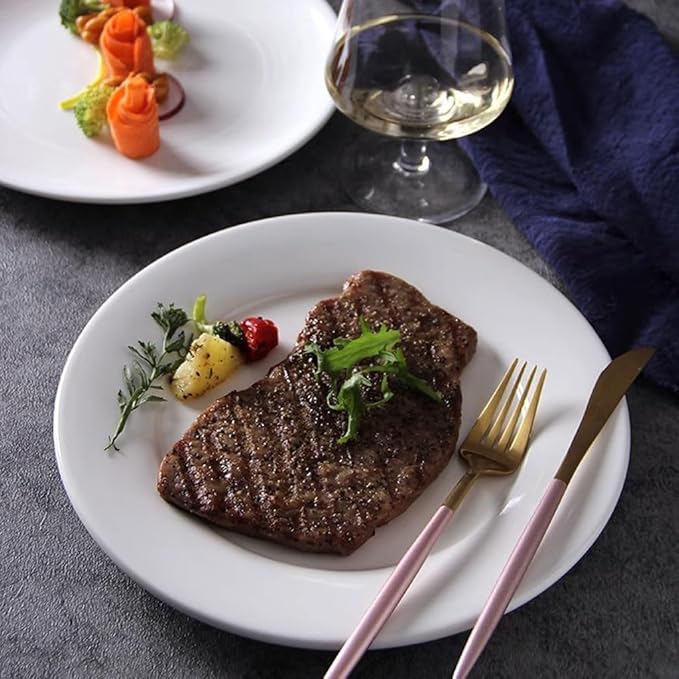 SONGCHAO Party Supplies 2pcs Steak Dinner Plate, Round Plate, Ceramic Dish Plate, Pure White Plate, Flat Plate, Home Western Tableware Party Plates
