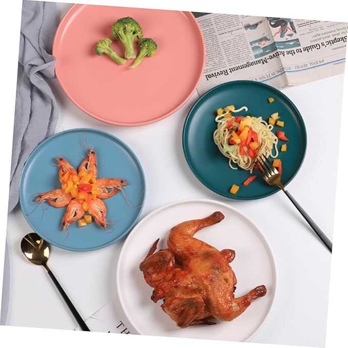 KICHOUSE Microwavable Ceramic Steak Plate Dinnerware for Fiestaware Plates Western Food Round Shape