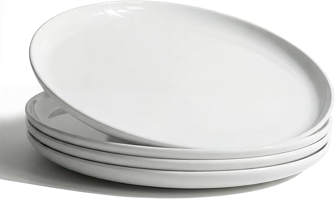 ONEderful Off-White Dinner Plates Set of 4-9 Inch Melamine Modern Flat Plates, Durable & Lightweight - Indoor & Outdoor Use, Perfect for Everyday Meals, BBQs, Weddings, Dishwasher Safe