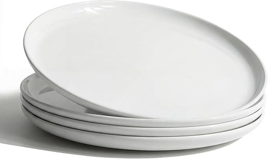 ONEderful Off-White Dinner Plates Set of 4-9 Inch Melamine Modern Flat Plates, Durable & Lightweight - Indoor & Outdoor Use, Perfect for Everyday Meals, BBQs, Weddings, Dishwasher Safe