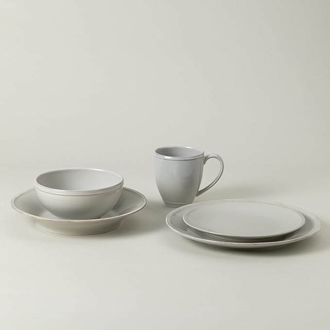 Costa Nova Ceramic Stoneware 5-Piece Place Setting Service for 1 - Friso Collection, Grey | Microwave & Dishwasher Safe Dinnerware Set | Food Safe Glazing | Restaurant Quality Tableware