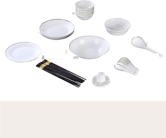 Dinnerware Set Multi Colour Crockery White Porcelain Dinner Set with Cups Saucers Dessert Plates Soup Plates,A,A