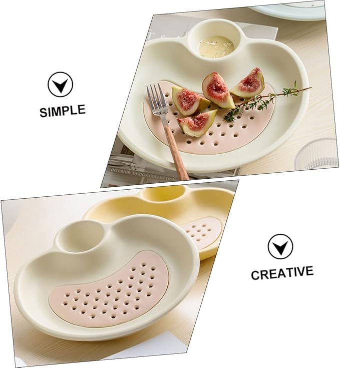 Cabilock Draining Sushi Plate Separated Plate Ceramic Food Holder Hotel Restaurant Use