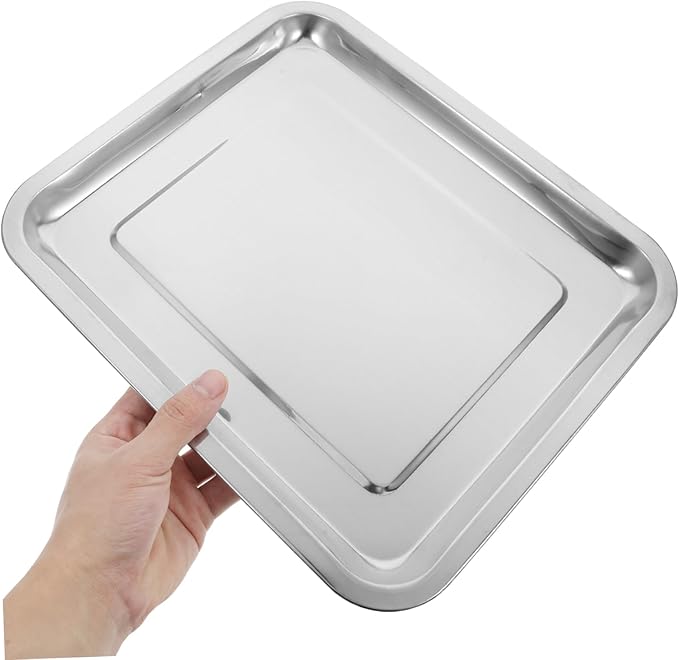 Luxshiny Rectangular Stainless Steel Tray for Serving Baking Multi Use for Desserts Dumplings Snacks Easy to Clean Design
