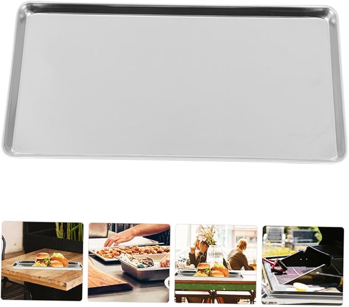 GLEAVI 2pcs Stainless Steel Steaming Tray Noodle Serving Tray for Restaurant and Hotel Use Food Presentation Platters