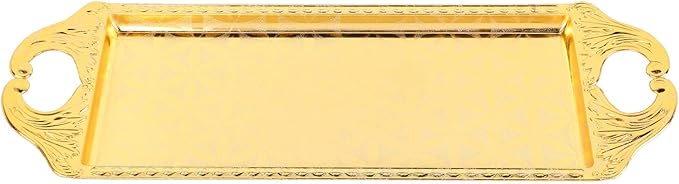 Rectangular Metal Tray, Small Elegant Decorative Serving Tray, Silver - Durable Premium Metal, Multipurpose for Veggie Tray, Coffee Table, Fruit Display