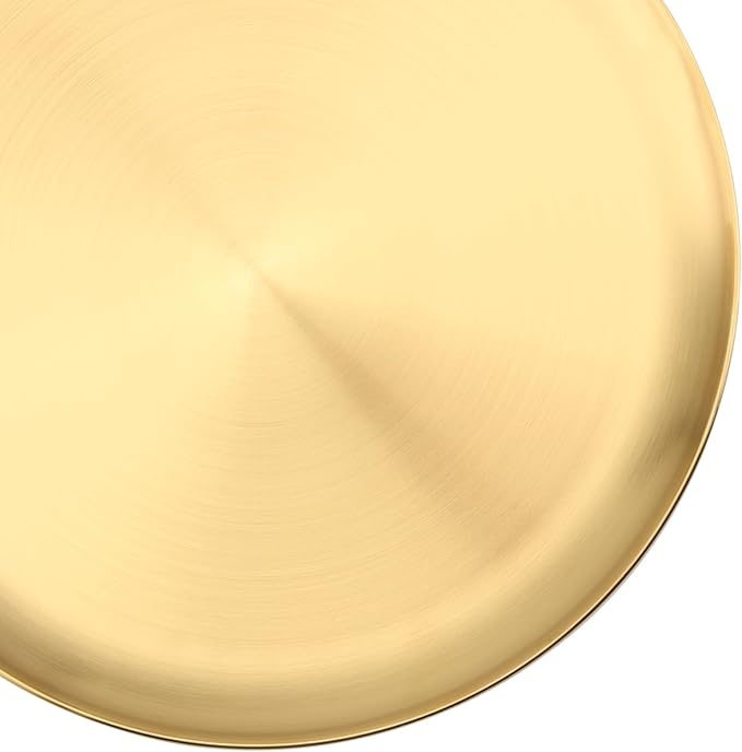 MOUYAT 4 PCS 12 Inch Large Stainless Steel Plate, 30cm Round Dinner Metal Plates, Metal Salad Steak Plates Reusable Dinner Dish for Eating Serving Camping Outdoor BBQ Home Kitchen, Frosted Gold