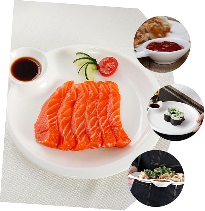 Healifty Ceramic Dumpling Plate with Saucer Design Compact and Lightweight Kitchen Accessory for Serving Chips Appetizers and Dips for Restaurants and Homes
