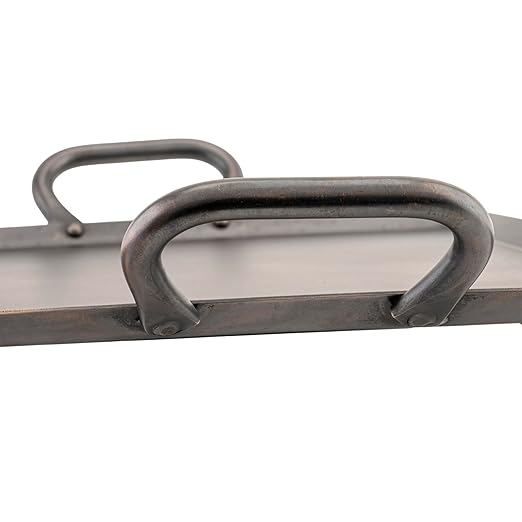 G.E.T. SSTPD-1612-ANT Heavy-Duty Metal Serving/Ottoman Tray with Handles, 16" x 12", Hammered Bronze