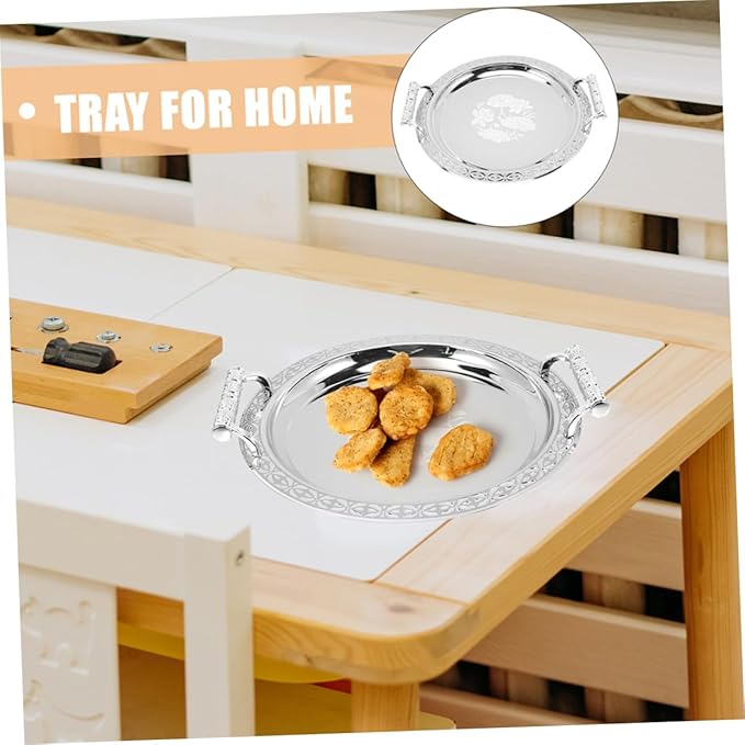 Stainless Steel European Style Dessert Serving Tray Elegant Fruit Snack Platter Portable Lightweight Storage Plate for Kitchen and Buffet Use