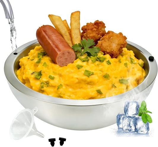 Dip Chiller Bowl Large 35oz Capacity Stainless Steel Double Walled Insulated Ice Serving Bowl Insulated Dip ice bowl Parties Salsa Condiments Salad & Food Hot or Cold Sauces Guacamole