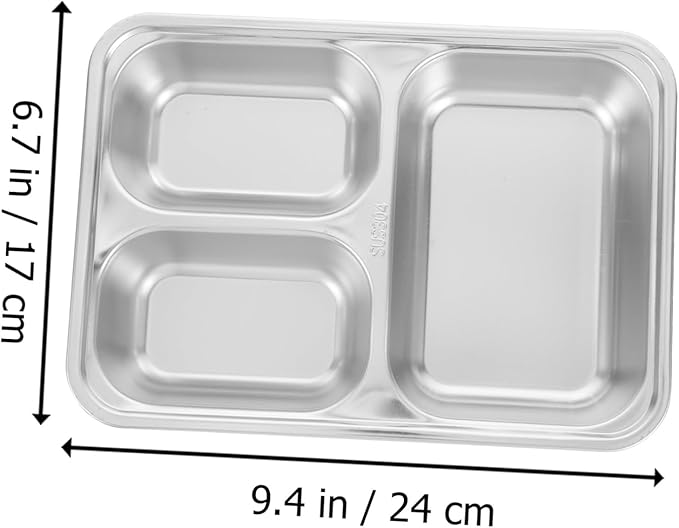 Luxshiny 2pcs Stainless Steel Serving Plates Food Divided Plate Serving Trays for Party Food
