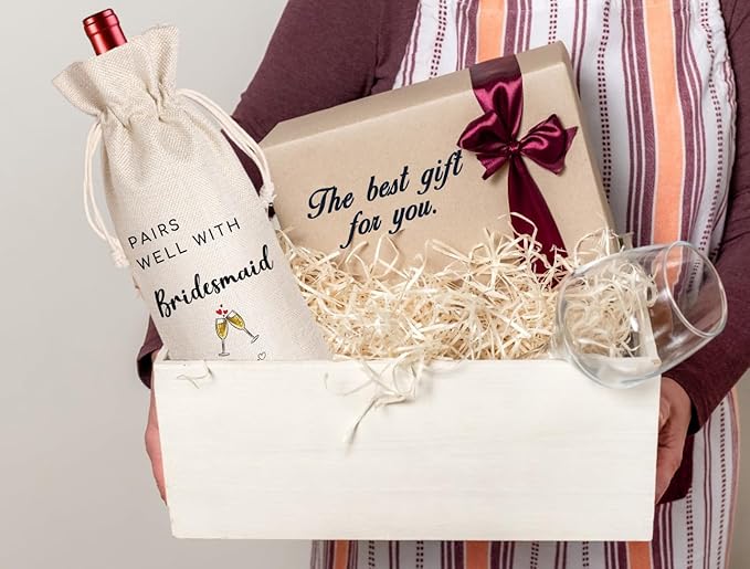 LANBAIHE Pairs well with Bridesmaid Duties, Bridesmaid Proposal Wine Bag, Bridal Party Gifts Wine Bag, Wedding Gift for Bridal Shower, Engagement, Party Decorations