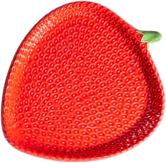 Strawberry Design Ceramic Appetizer Plate Multifunctional Dessert Dish for Sauces Sushi Pastries Snacks Easy to Clean and Portable for Dining and Picnics