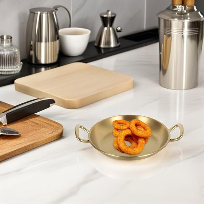 STOBAZA Elegant Stainless Steel Seafood Pot Plate Double Ear Serving Tray Perfect for Barbecue