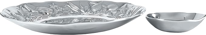 Wilton Armetale Coastal 2-Piece Chip And Dip Serving Set, 13.75-Inch, Large, Silver