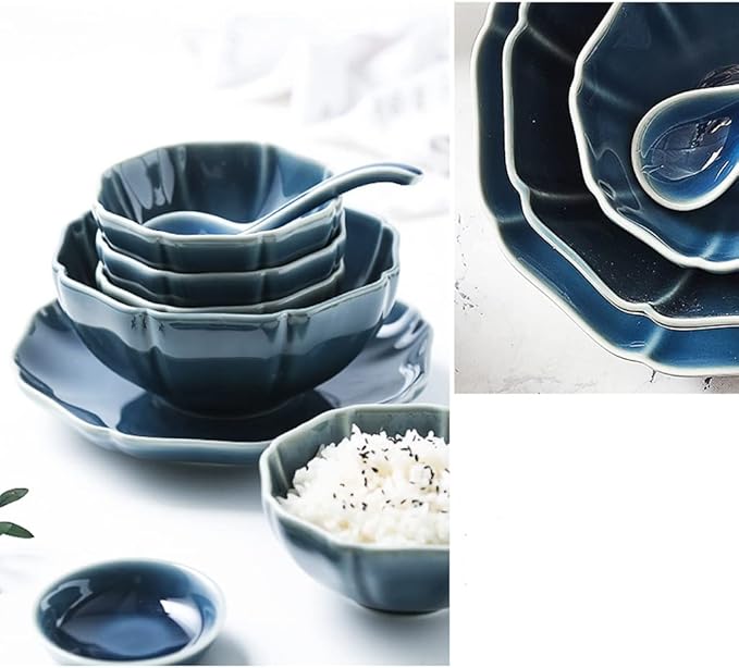 SONGCHAO Party Supplies Serving Plate Serving Dish Cold Dishes Polygonal Ceramic Plate Bowl Household Single Small Fresh Plate Dish Party Plates, 7.8 inch