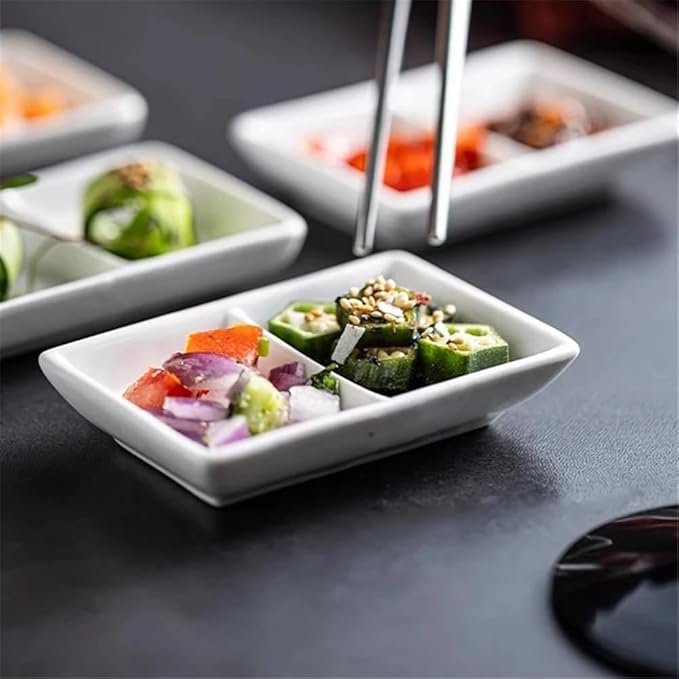 Appetizer Plates White Ceramic Seasoning Dish Sushi Dish Soy Sauce Dish Molecular Cuisine Tableware for Condiment(Large)