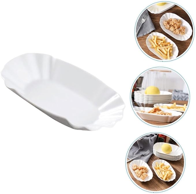 2pcs Ceramic Snack Plates Unique French Fries Serving Dish for Home Decor Creative Decorative Bowls for Appetizers Desserts and Snacks
