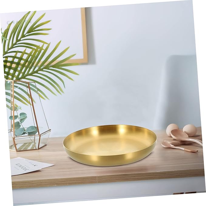 Cabilock Dinner Plates Stainless Steel Snack Plate Storage Container Gold Platter for Family Gatherings