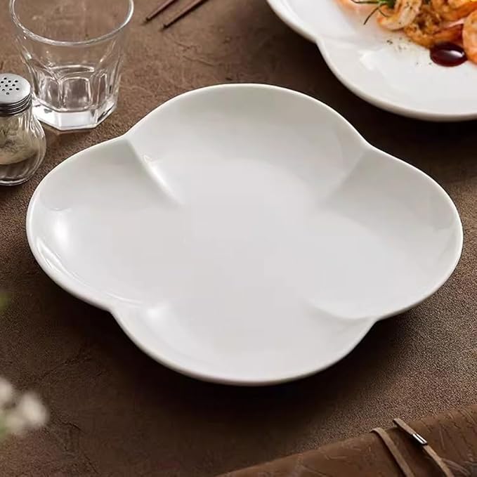 SONGCHAO Party Supplies White Porcelain Flower-shaped Dinner Plate Home Salad Plate Fruit Plate Restaurant Hotel Creative Appetizer Plate Party Plates