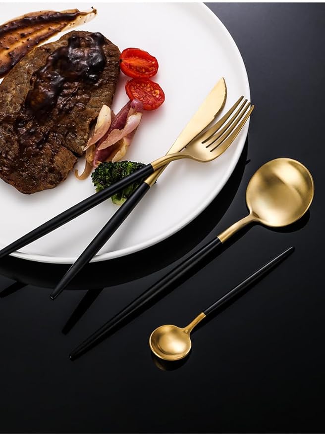 Silverware Flatware Cutlery Set, 4/16/24/32/40/48 Pieces Pink Gold 304 Stainless Steel Tableware Portuguese Cutlery Set Hotel Household Stainless Steel Tableware(Color:Red Gold,Size:8Set-32P