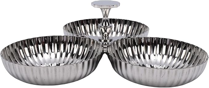 Zerodis 304 Stainless Steel Serving Plate Serving Trays 1 Silver Mirror Reusable Dessert Tray Fruit Bowl Snack Candy Plate Nut Server Platter for Home Kitchen Party 304 Stainless
