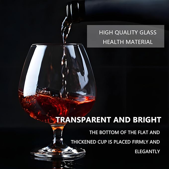 Whiskey Glasses Set of 6, Bourbon Glass, Old Fashioned Glasses, 11.5 Oz Short Stem Wine Glass for Spirits, Vodka, Scotch,Cognac, Brandy, Cocktails (Set of 6)
