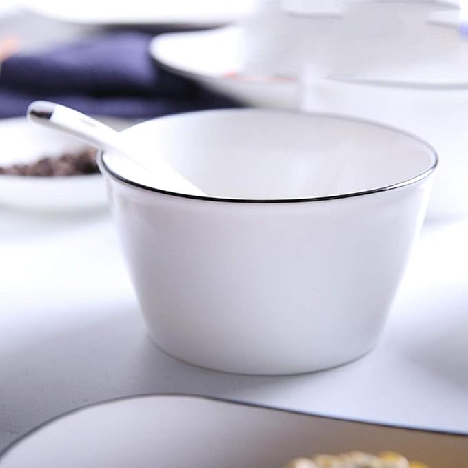 16 Pieces White Black Line Ceramic Tableware Dinner Set,