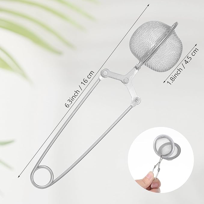 20 Pcs Stainless Steel Snap Ball Tea Strainer, Fine Mesh Tea Infuser Filter with Handle, Round, Silver